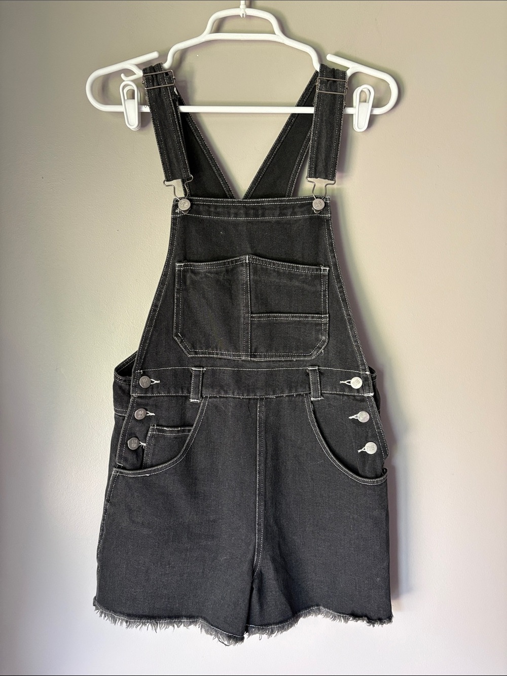 12th Tribe Women’s Black Denim Short Overalls